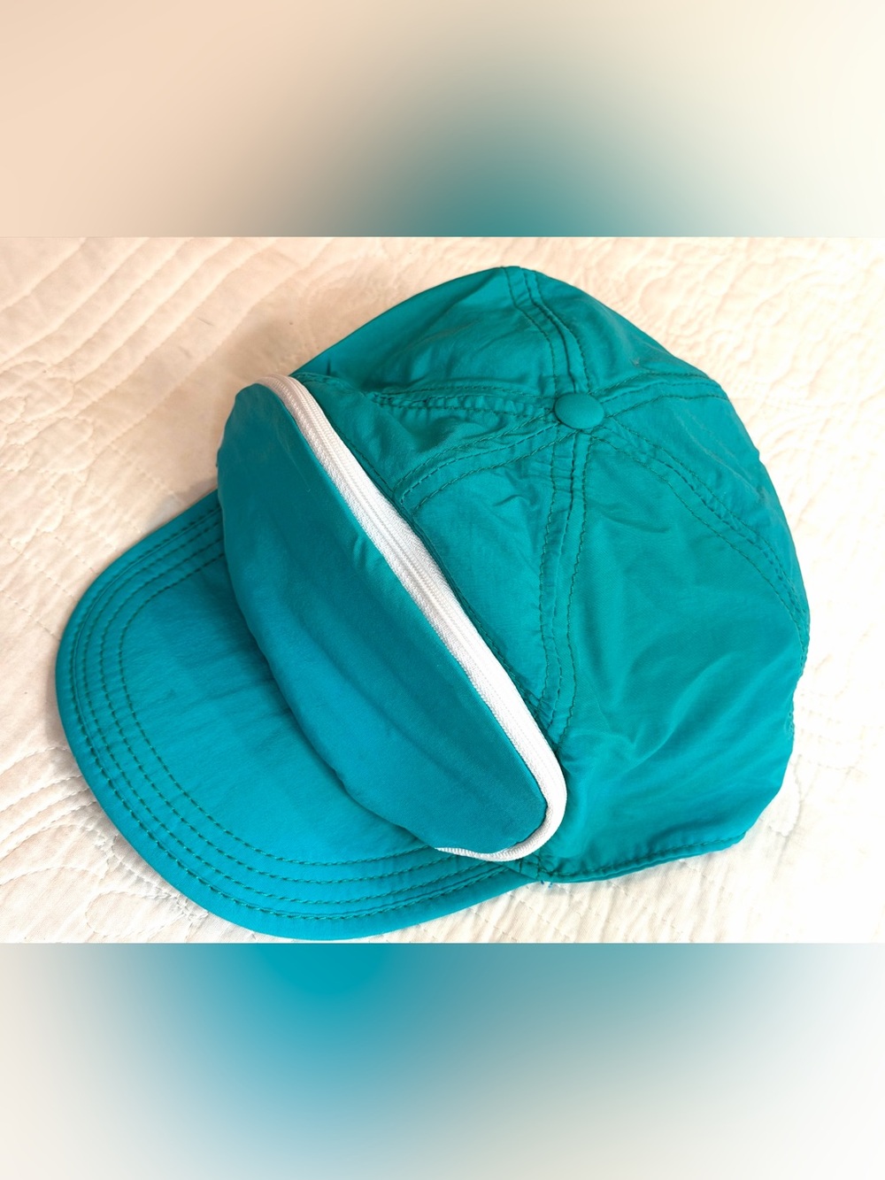 Cap-sac Original Fanny Pack Hat Retro 80s 90s Style Neon Teal Nylon OSFM